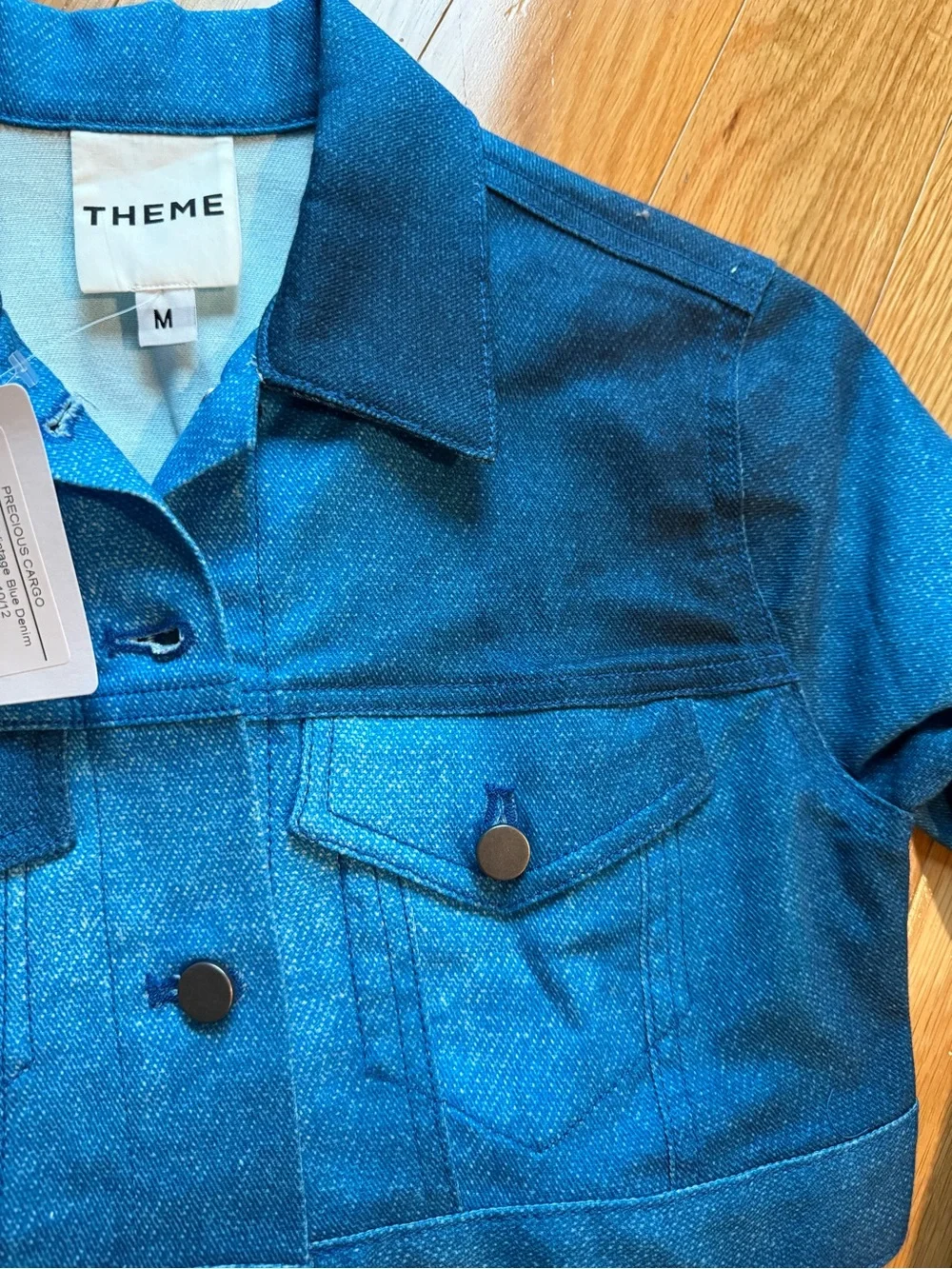 THEME Vibrant Blue Cropped Denim Jacket